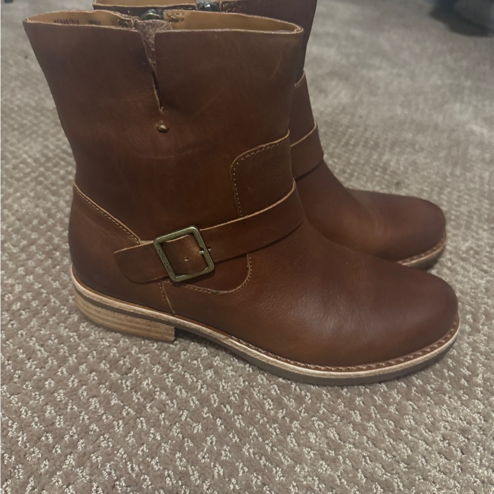 Kork-Ease Brown Ankle Boots with Buckle Detail
